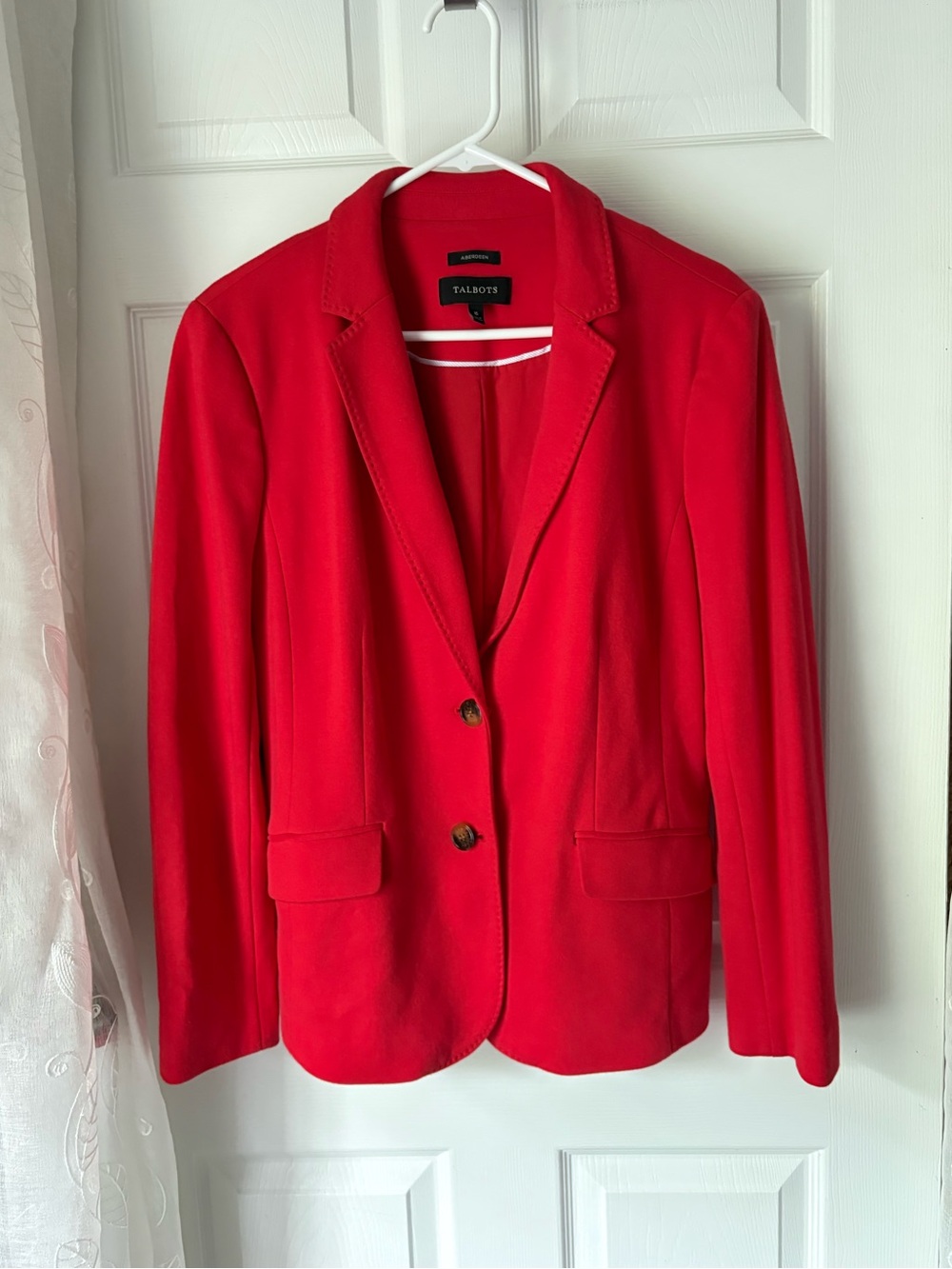 Talbots Red Classic Tailored Aberdeen Blazer Cotton Blend size 16 Office Jacket